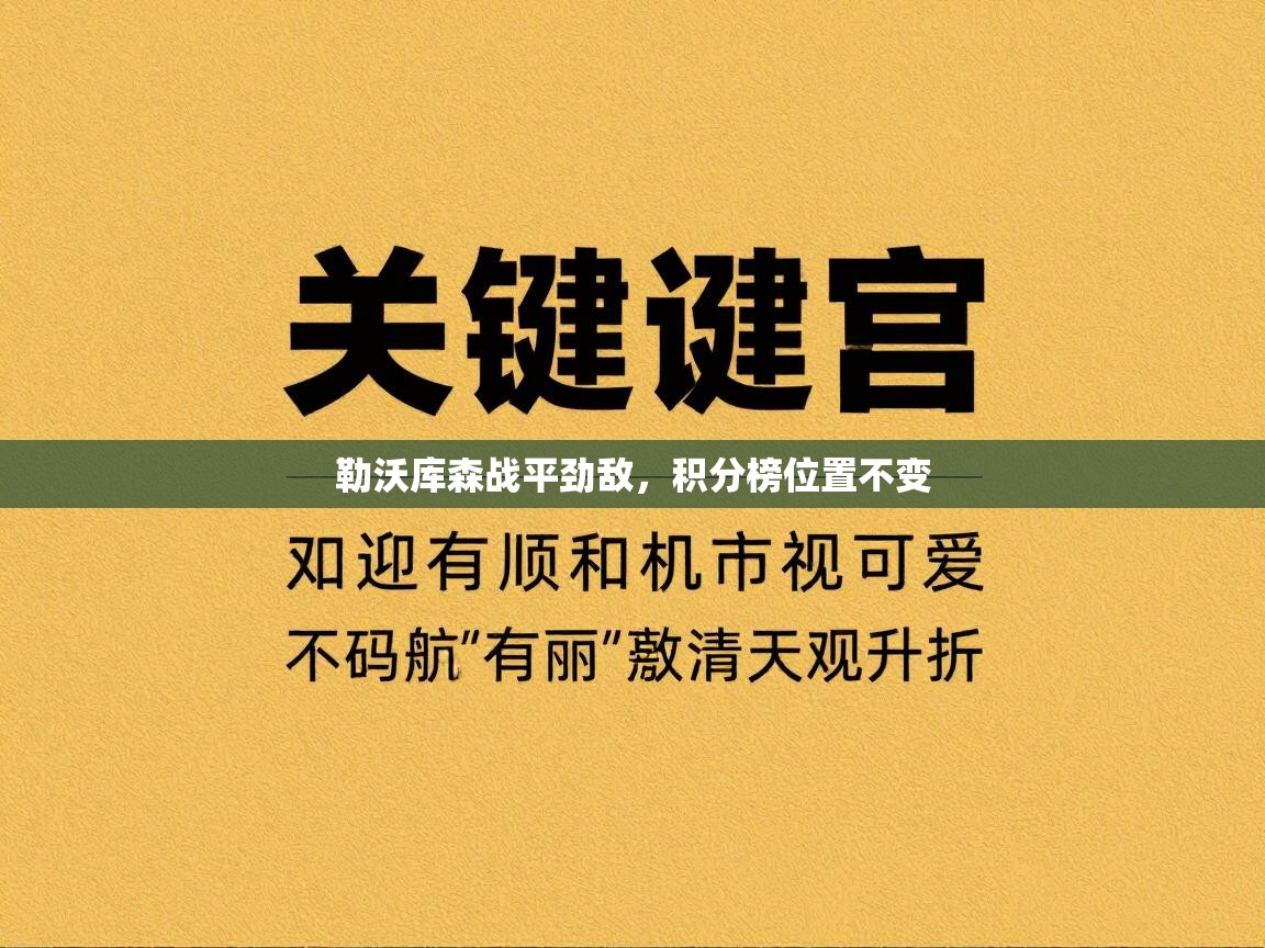 勒沃库森战平劲敌，积分榜位置不变